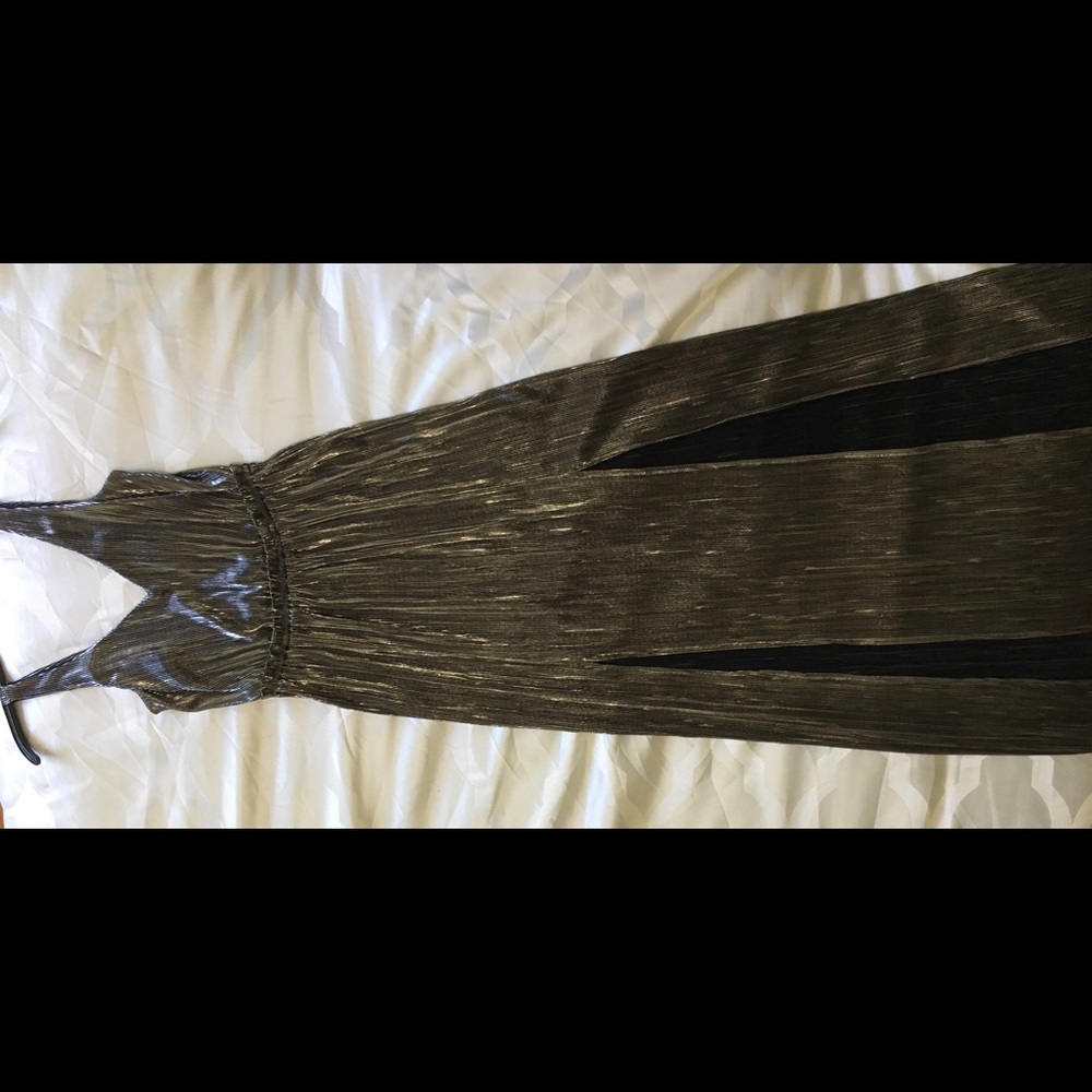 Long pleaded cut out black dress